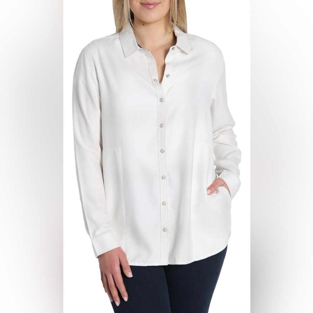 Jachs New York Women’s M girlfriend snap button shirt blouse long sleeve pocket